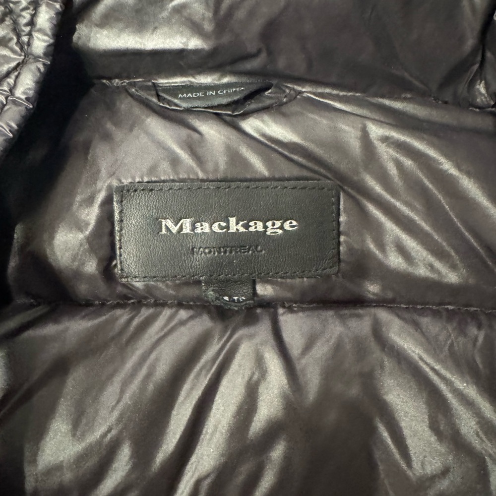 Mackage Women's Charcoal Puffer Jacket with Hood - Picture 2 of 4